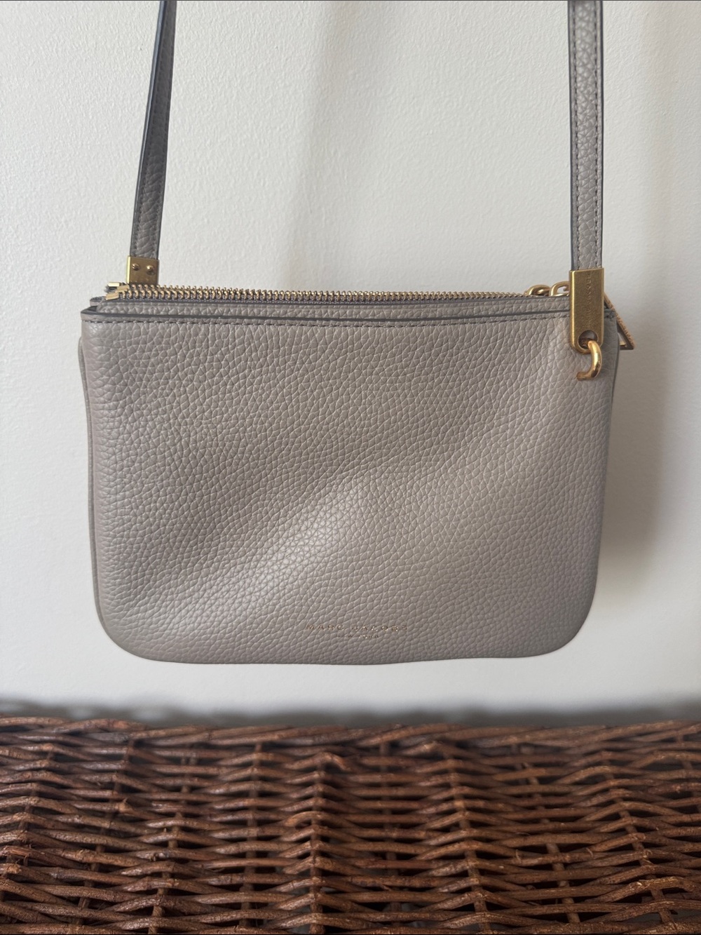 Marc Joseph Taupe Gray Pebbled Leather Crossbody